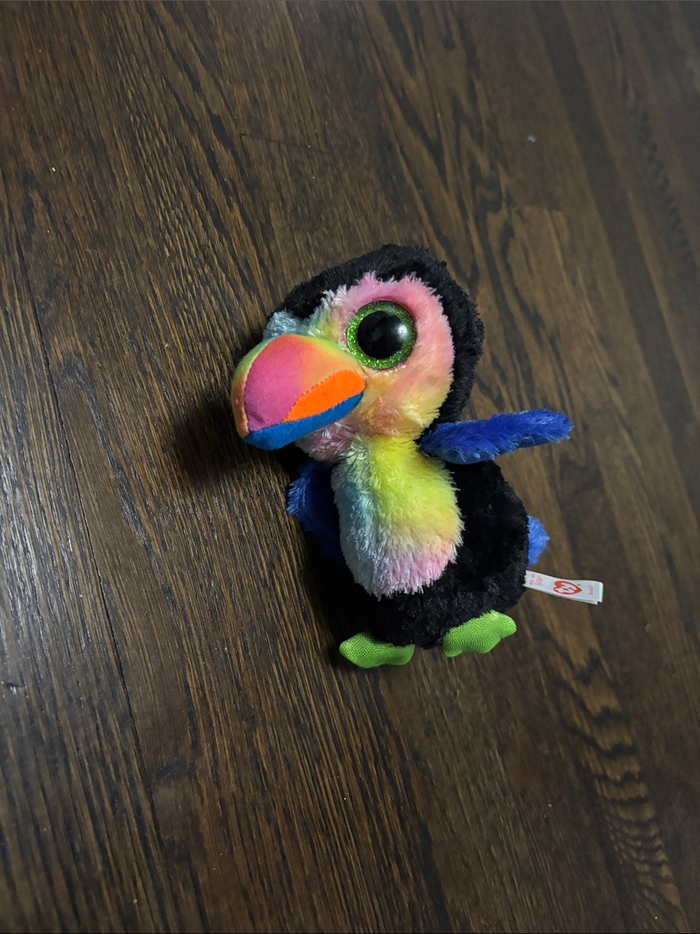 Ty Rainbow Toucan Plush - Black Body with Multicolor Beak